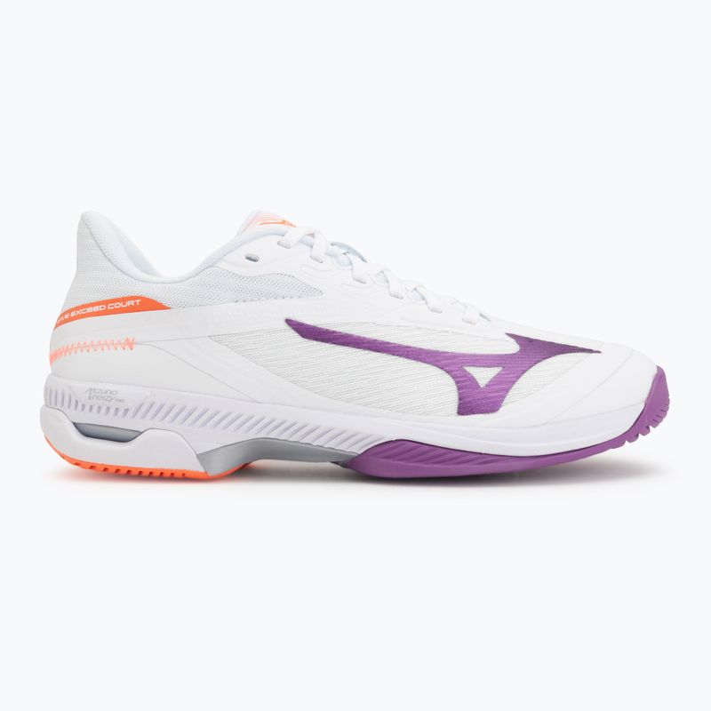 Buty do tenisa damskie Mizuno Wave Exceed Court AC white/dahlia/lava orange 2