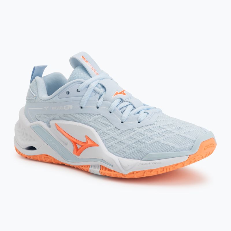 Buty do piłki ręcznej damskie Mizuno Wave Stealth Neo 2.1 blue finch/lava orange/white