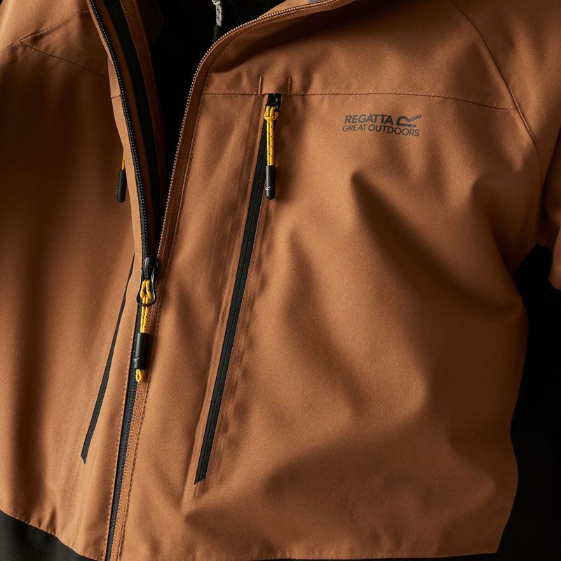 Kurtka przeciwdeszczowa męska REGATTA Highton Stretch Padded nut brown/black 6
