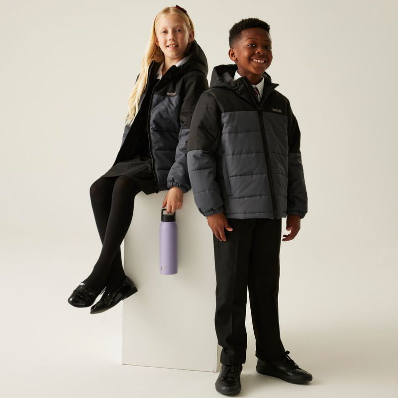 Kurtka ocieplana dziecięca REGATTA Lofthouse black/sealgr 12