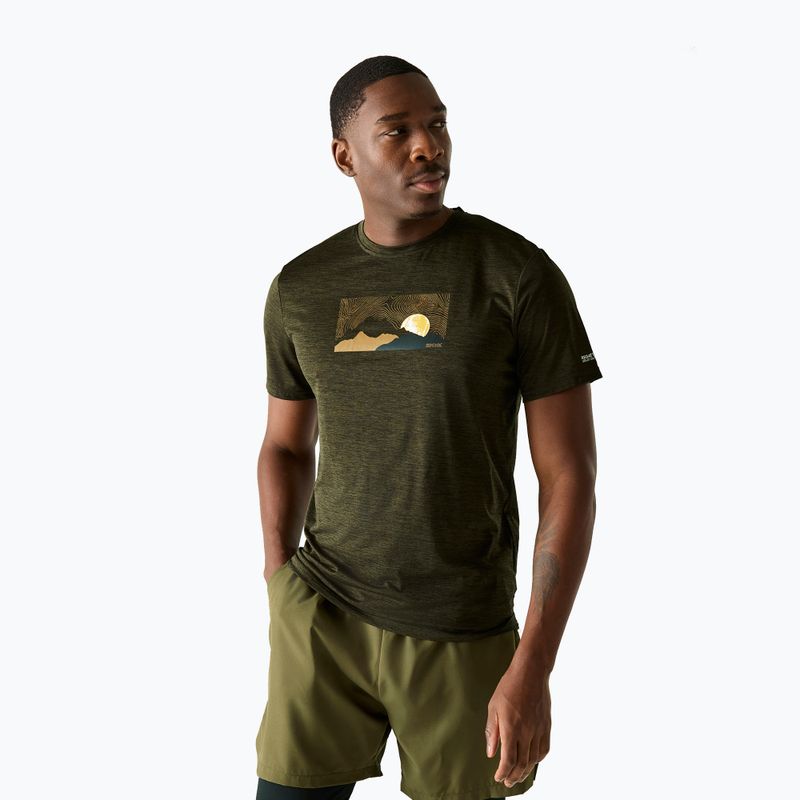 Koszulka trekkingowa męska REGATTA Fingal dark khaki marl