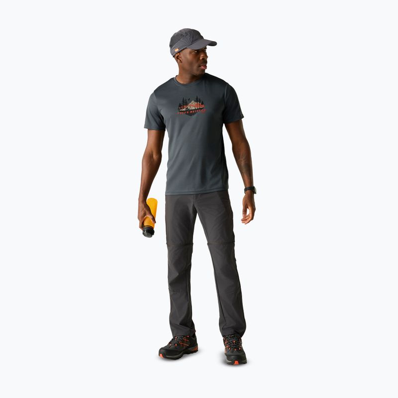 Koszulka trekkingowa męska REGATTA Fingal Slogan dark storm 2