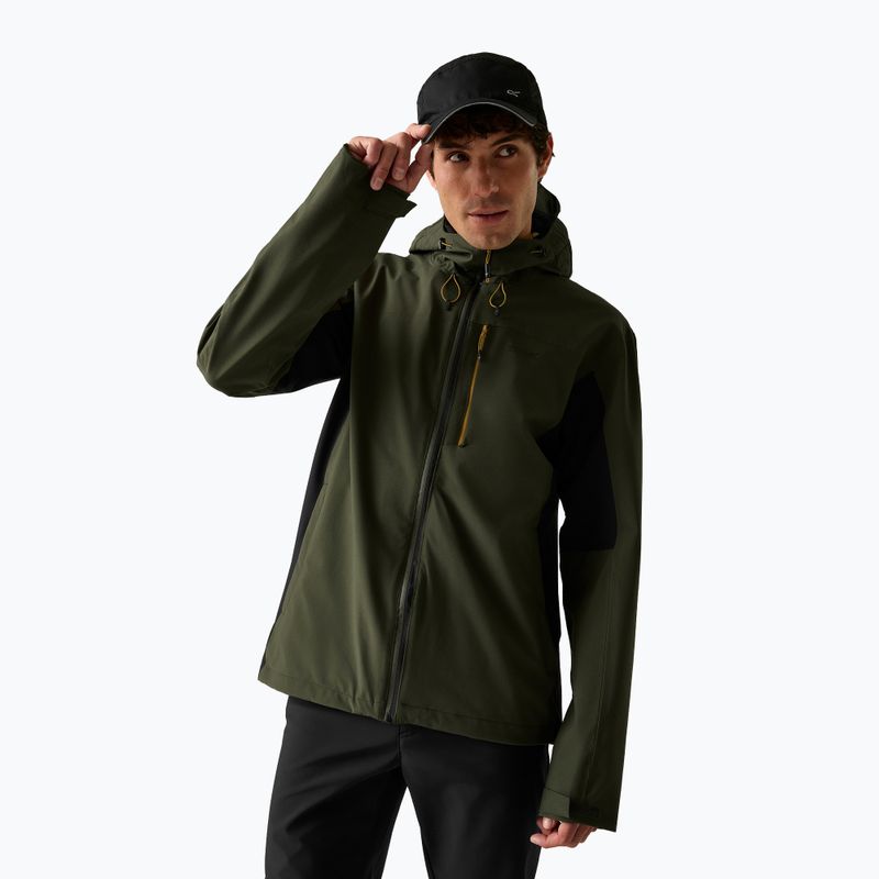 Kurtka przeciwdeszczowa męska REGATTA Birchdale II dark khaki/black
