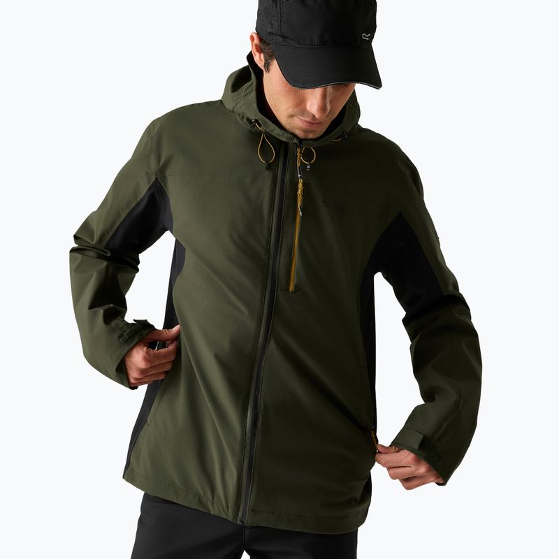 Kurtka przeciwdeszczowa męska REGATTA Birchdale II dark khaki/black 3