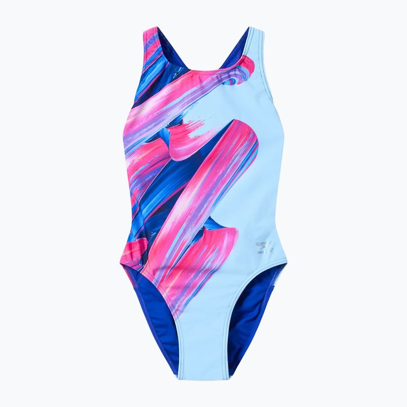 Strój pływacki jednoczęściowy damski Speedo FL Placement Printed Powerback brushy shadows/cruise 7