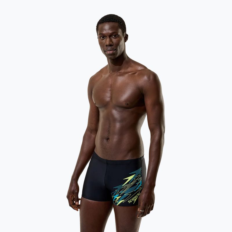 Bokserki kąpielowe męskie Speedo Medley Logo Aquashort anthracite/hyper teal 5