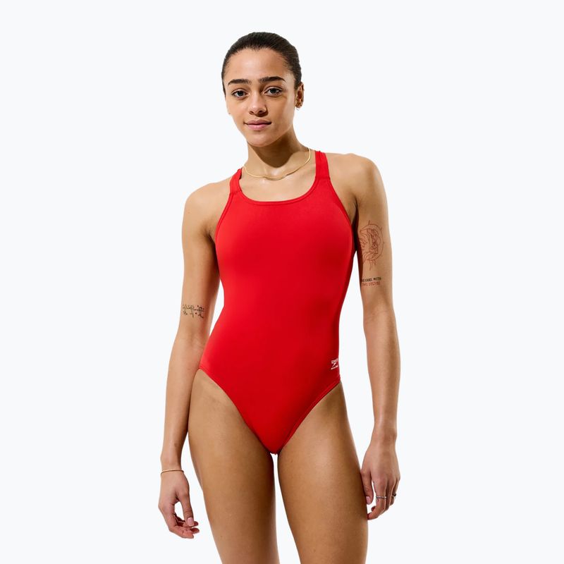 Strój pływacki jednoczęściowy damski Speedo Solid Endurancex Leaderback team red 3