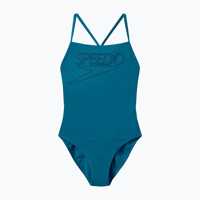 Strój pływacki jednoczęściowy damski Speedo Endurance+ Logo Thin Strap teal abyss