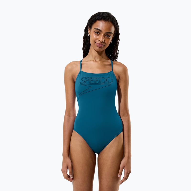 Strój pływacki jednoczęściowy damski Speedo Endurance+ Logo Thin Strap teal abyss 3