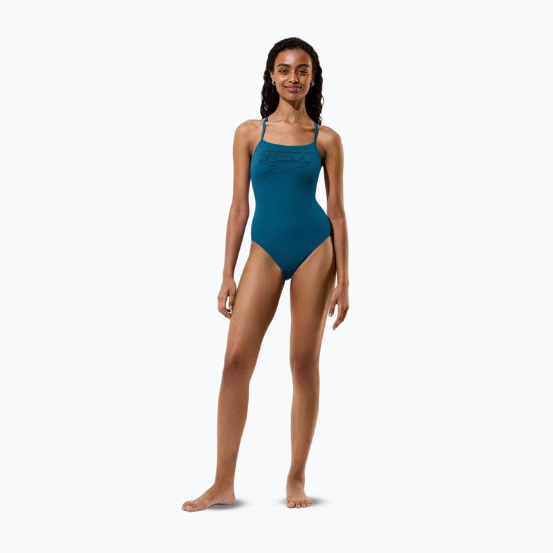 Strój pływacki jednoczęściowy damski Speedo Endurance+ Logo Thin Strap teal abyss 4