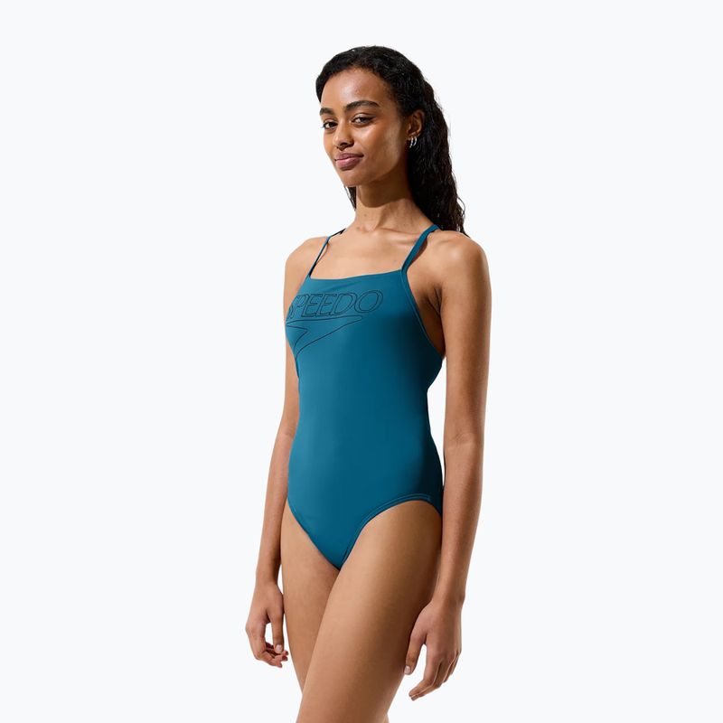 Strój pływacki jednoczęściowy damski Speedo Endurance+ Logo Thin Strap teal abyss 6