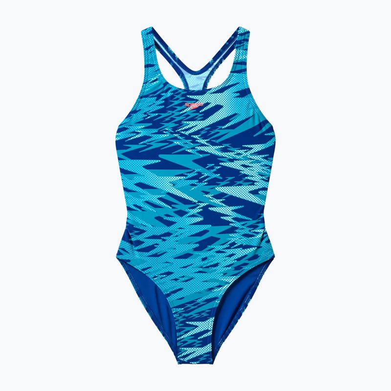 Strój kąpielowy jednoczęściowy dziecięcy Speedo Hyperboom Print Medalist night watch/hyper teal