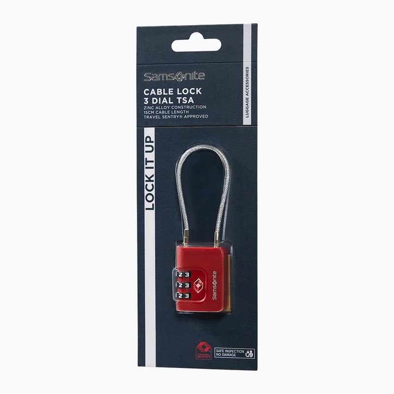 Kłódka Samsonite Cablelock 3 Dial TSA red 3