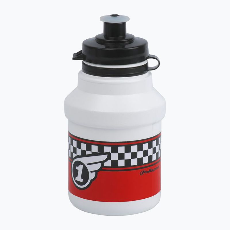 Bidon rowerowy dziecięcy Polisport Race 350 ml Junior + koszyk white/red 2