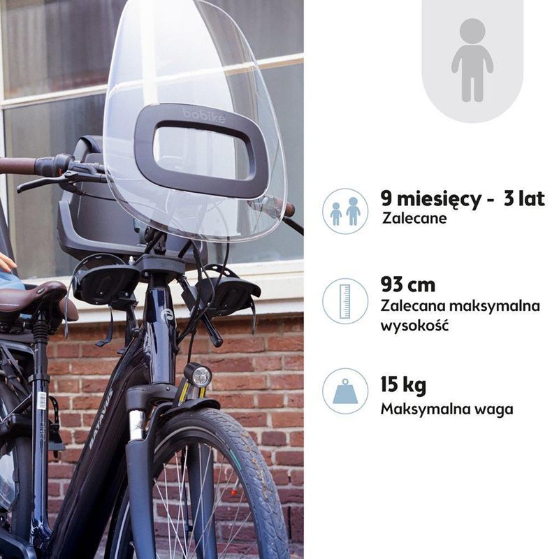 Fotelik rowerowy bobike One Mini urban grey 9