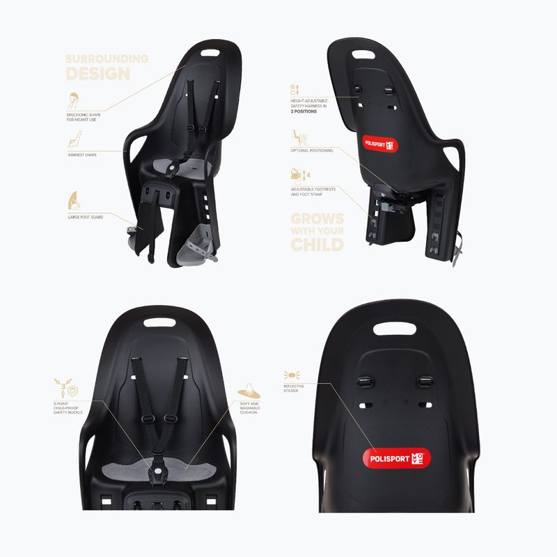 Fotelik rowerowy Polisport Koari Mik HD black/grey 6
