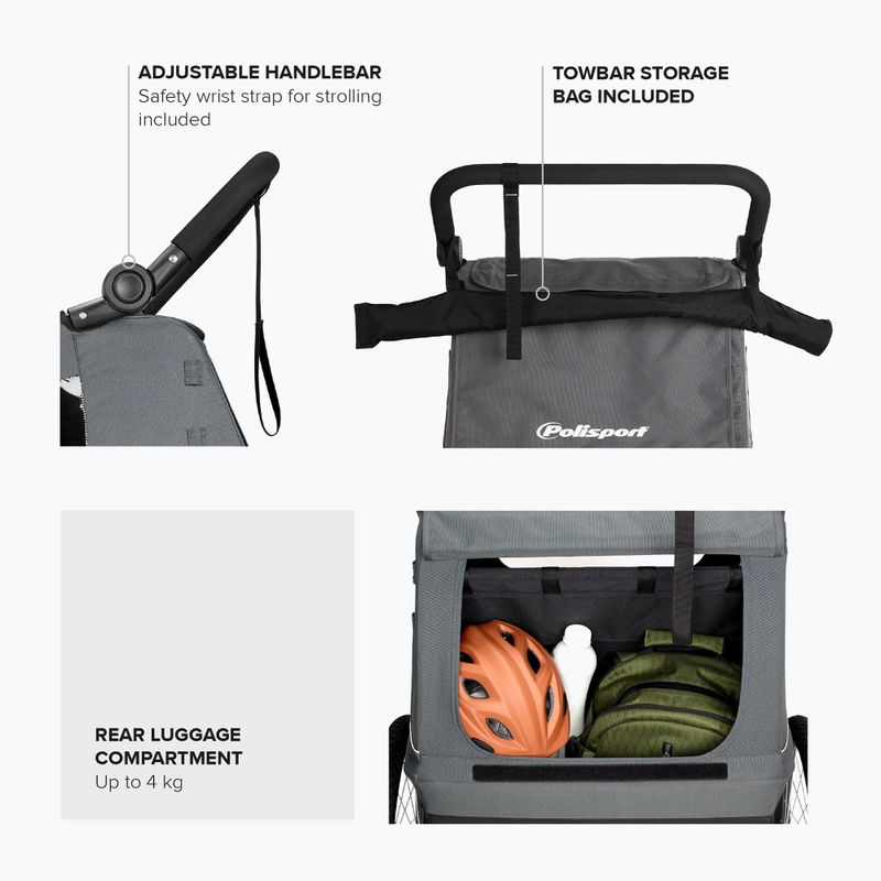 Przyczepka rowerowa Polisport Kids Trailer&Stroller black/grey 3