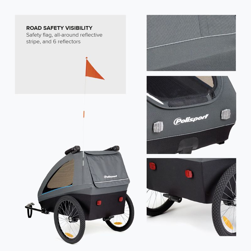 Przyczepka rowerowa Polisport Kids Trailer&Stroller black/grey 5
