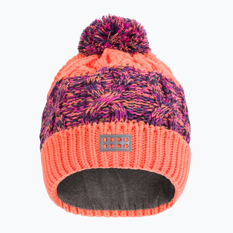 Czapka zimowa dziecięca LEGO Lwazun 713 neon orange 2