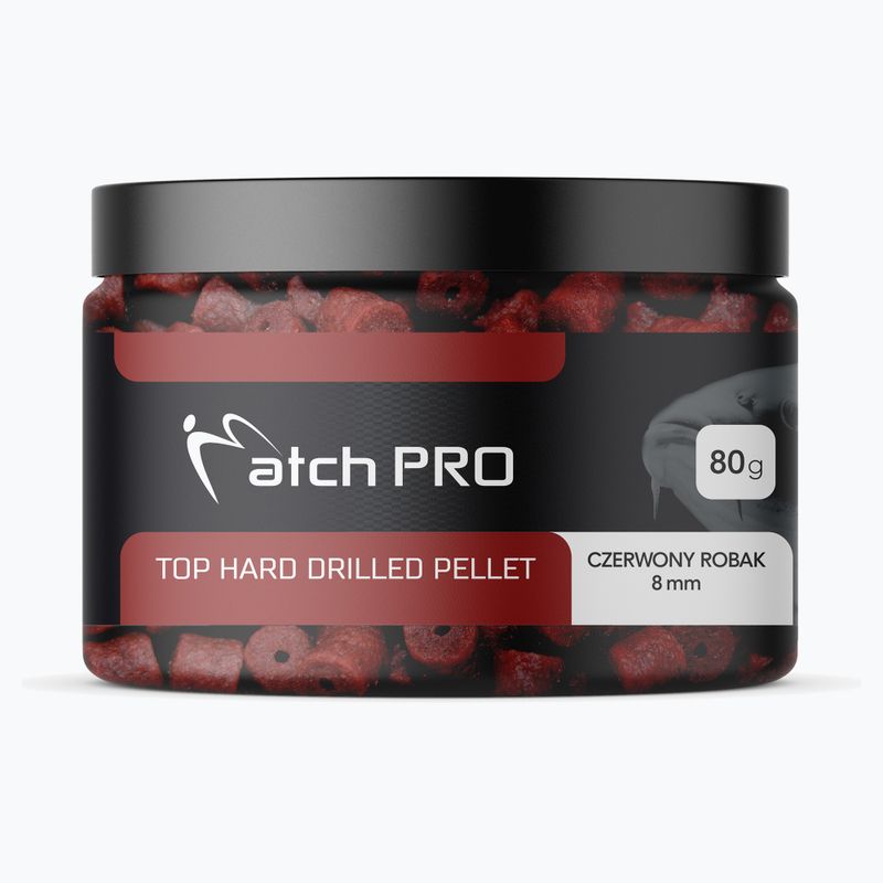 Pellet haczykowy MatchPro Top Hard Drilled Czerwony Robak 8 mm