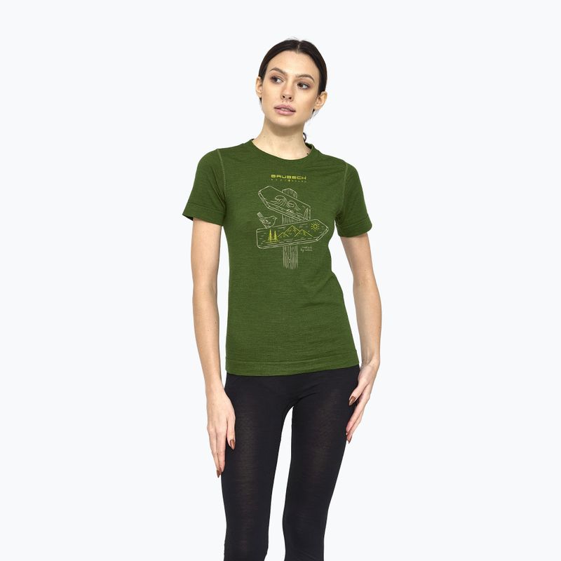 Koszulka termoaktywna damska Brubeck Outdoor Wool Pro green 2