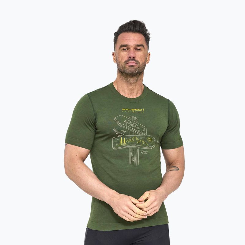 Koszulka termoaktywna męska Brubeck Outdoor Wool Pro dark green