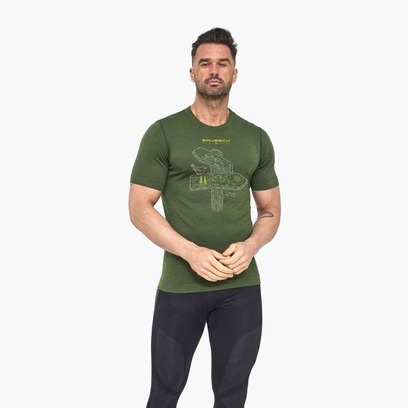 Koszulka termoaktywna męska Brubeck Outdoor Wool Pro dark green 2