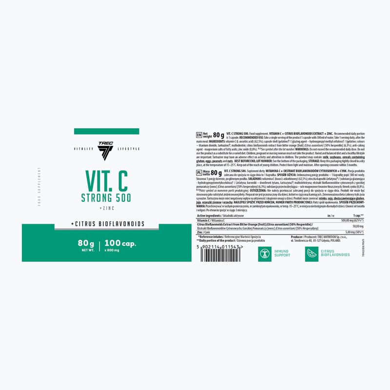 Witamina Trec Vit.C Strong 500 100 kapsułek 2