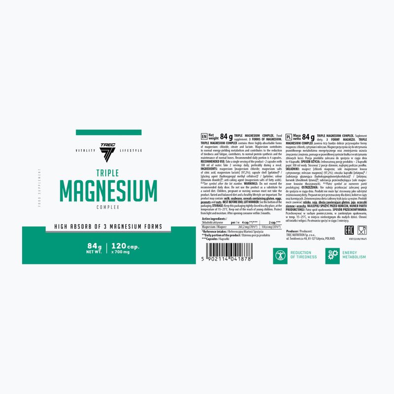 Suplement Trec Triple Magnesium Complex 120 kapsułek 2