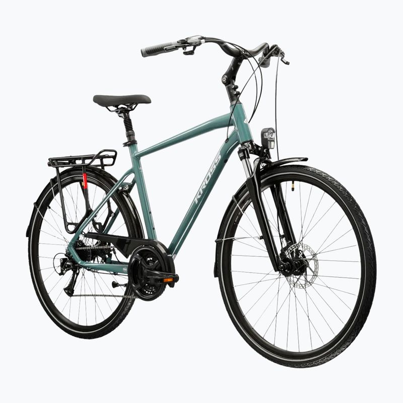 Rower trekkingowy męski KROSS Trans 3.0 zielony/srebrny/połysk 2