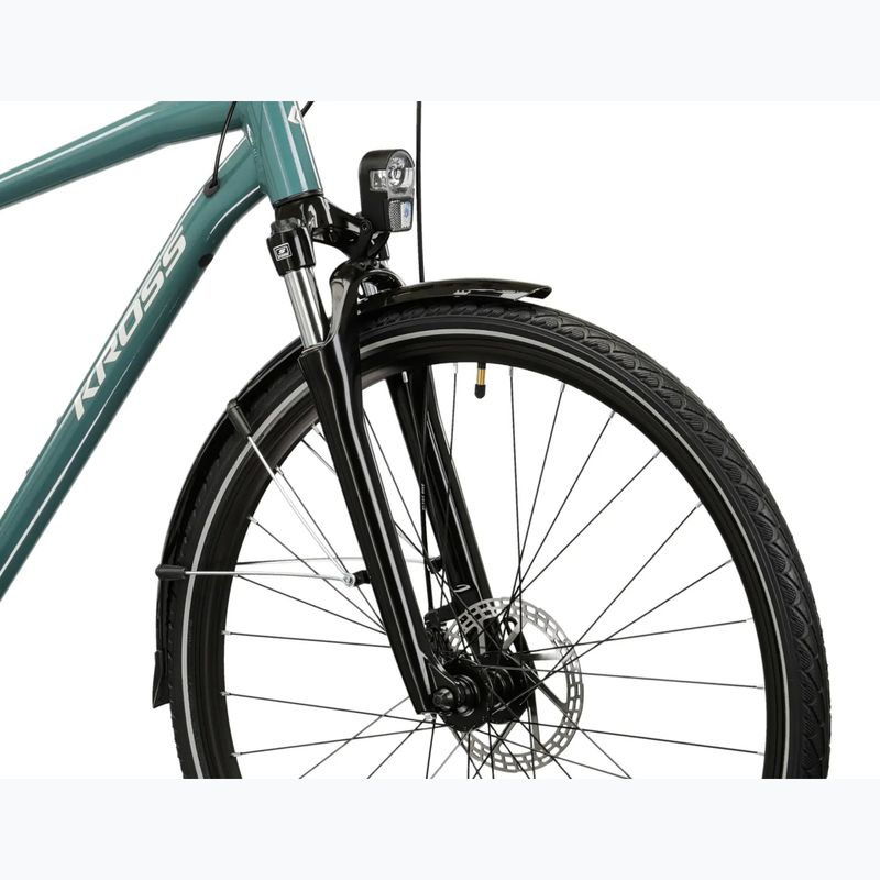 Rower trekkingowy męski KROSS Trans 3.0 zielony/srebrny/połysk 5