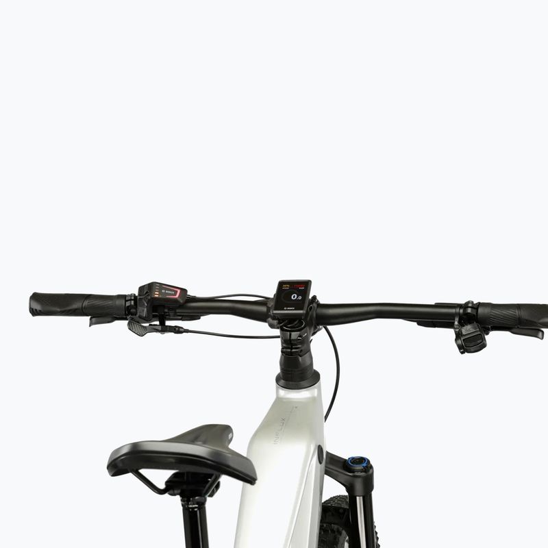 Rower elektryczny damski KROSS Influx Hyb 5.0 W 29 el. 800 Wh srebrny/niebieski/połysk 5