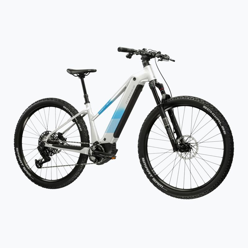 Rower elektryczny damski KROSS Influx Hyb 5.0 W 27.5 el. 800 Wh srebrny/niebieski/połysk 2