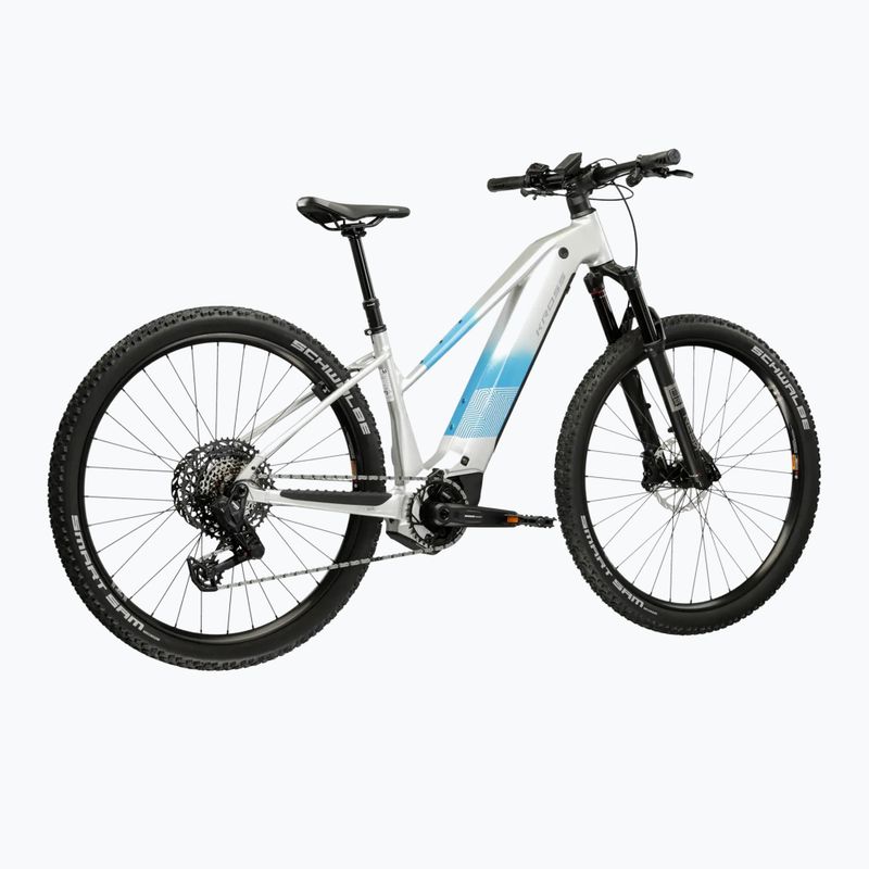 Rower elektryczny damski KROSS Influx Hyb 5.0 W 27.5 el. 800 Wh srebrny/niebieski/połysk 3
