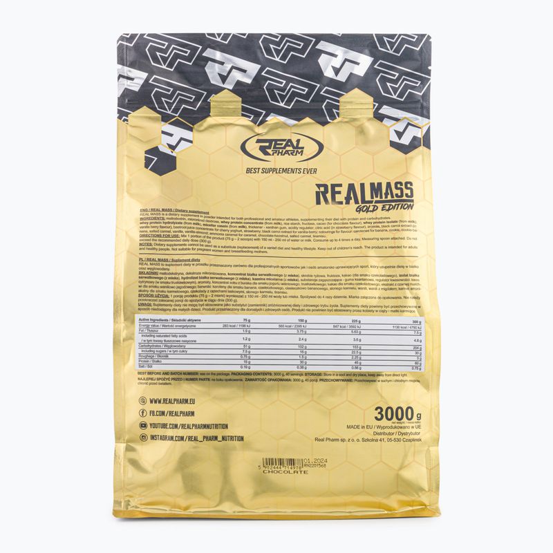Gainer Real Pharm Real Mass Gold Edition 3 kg chocolate 2