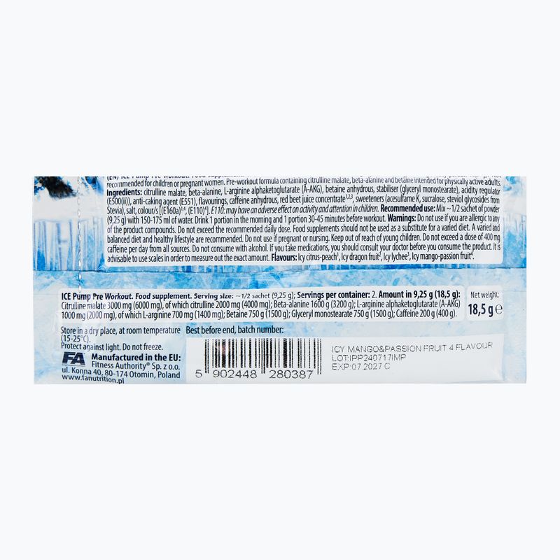 Przedtreningówka Fitness Authority Fa Ice Pump Pre Workout 18,5 g icy mango/passion fruit 2