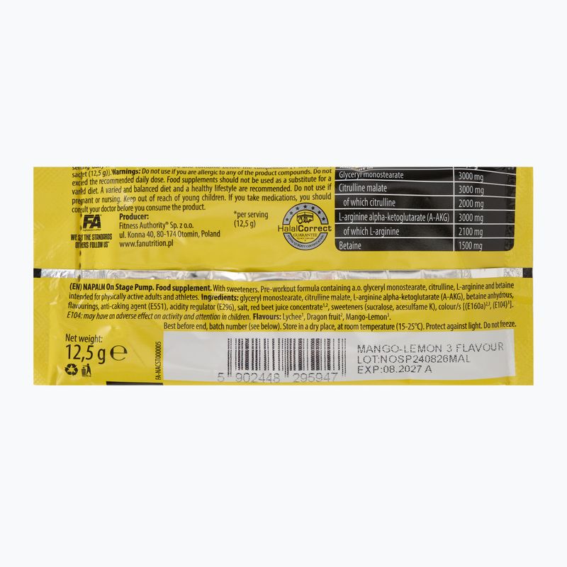 Przedtreningówka Fitness Authority Napalm On Stage Pump 12,5 g mango/lemon 2
