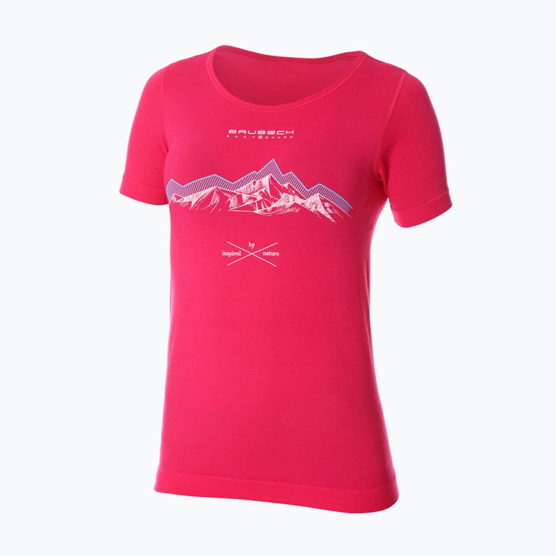 Koszulka termoaktywna damska Brubeck Outdoor Merino Wool Pro malinowy/góry 1 3