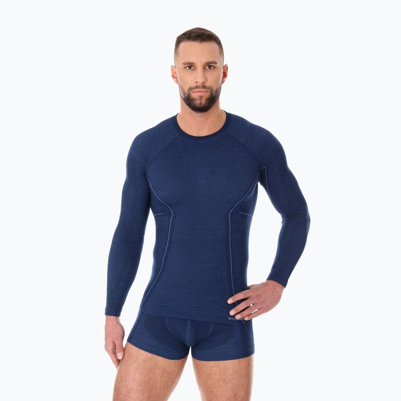 Longsleeve termoaktywny męski Brubeck LS12820 Active Wool granatowy