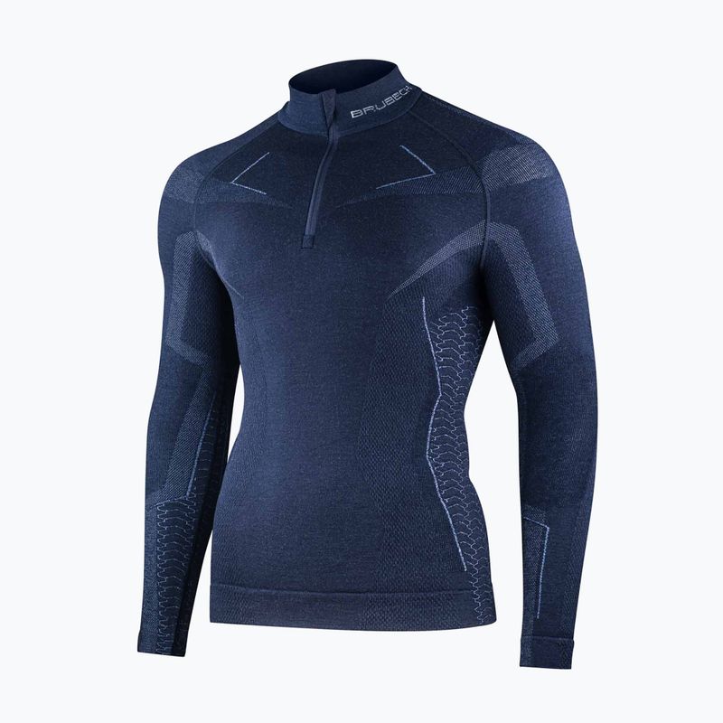 Bluza termoaktywna męska Brubeck Extreme Merino 1/3 Zip granatowy 3