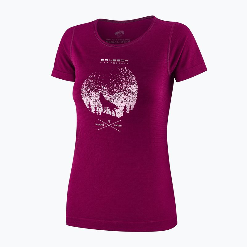 Koszulka termoaktywna damska Brubeck Outdoor Merino Wool Pro SS plum/mountain 3 3