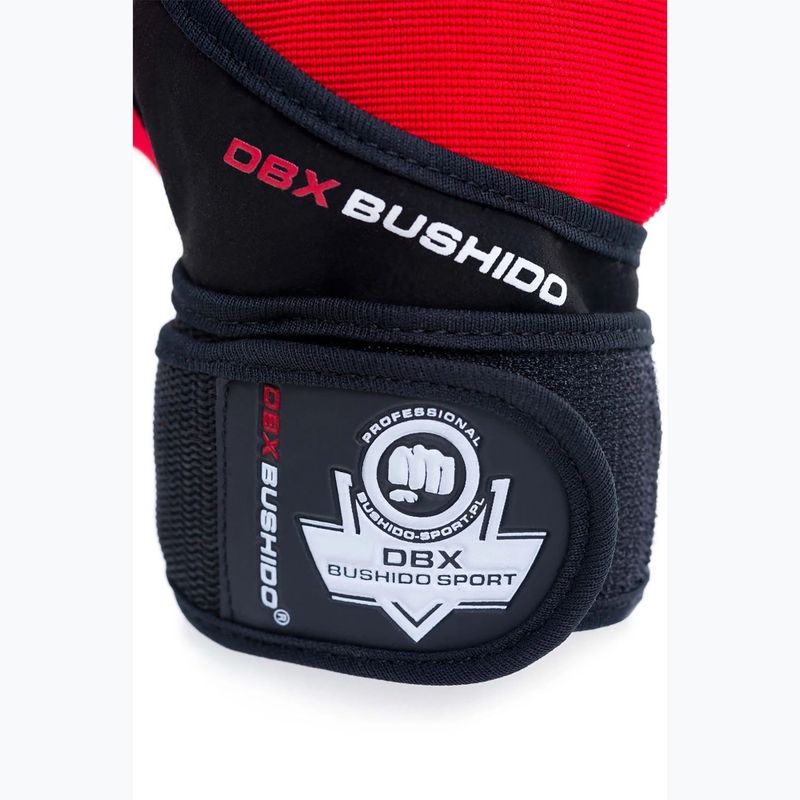 Rękawiczki treningowe DBX BUSHIDO na siłownię do ćwiczeń z długim rzepem i systemem grip czarny/czerwony 8