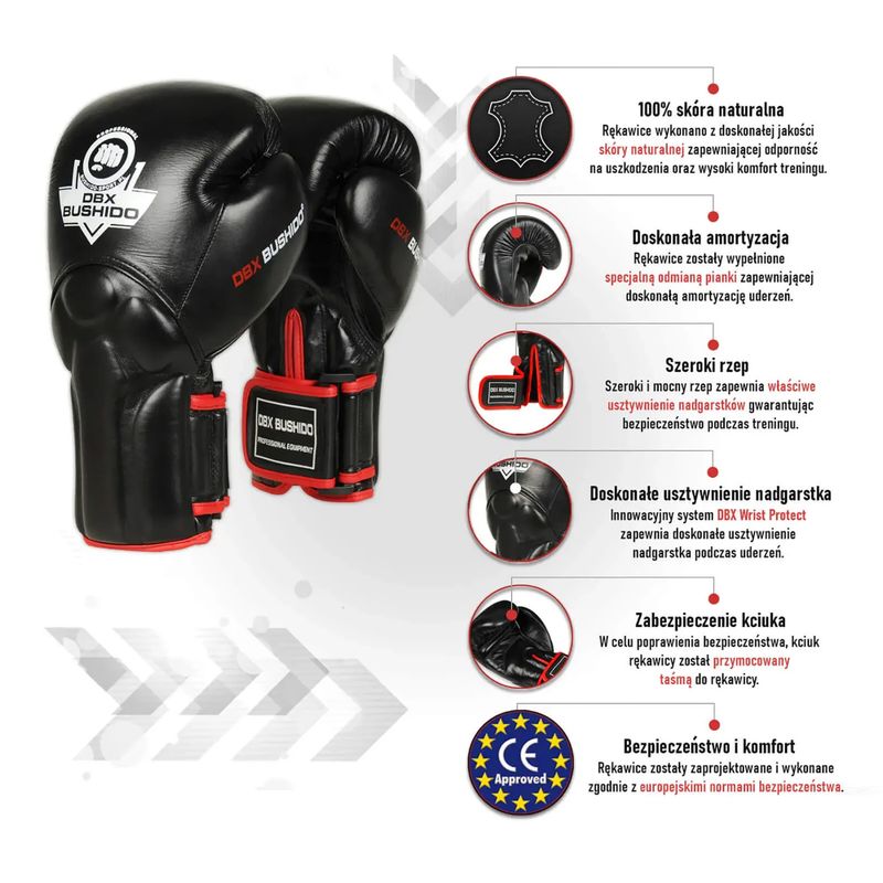 Rękawice bokserskie DBX BUSHIDO z systemem Wrist Protect czarne Bb2 16