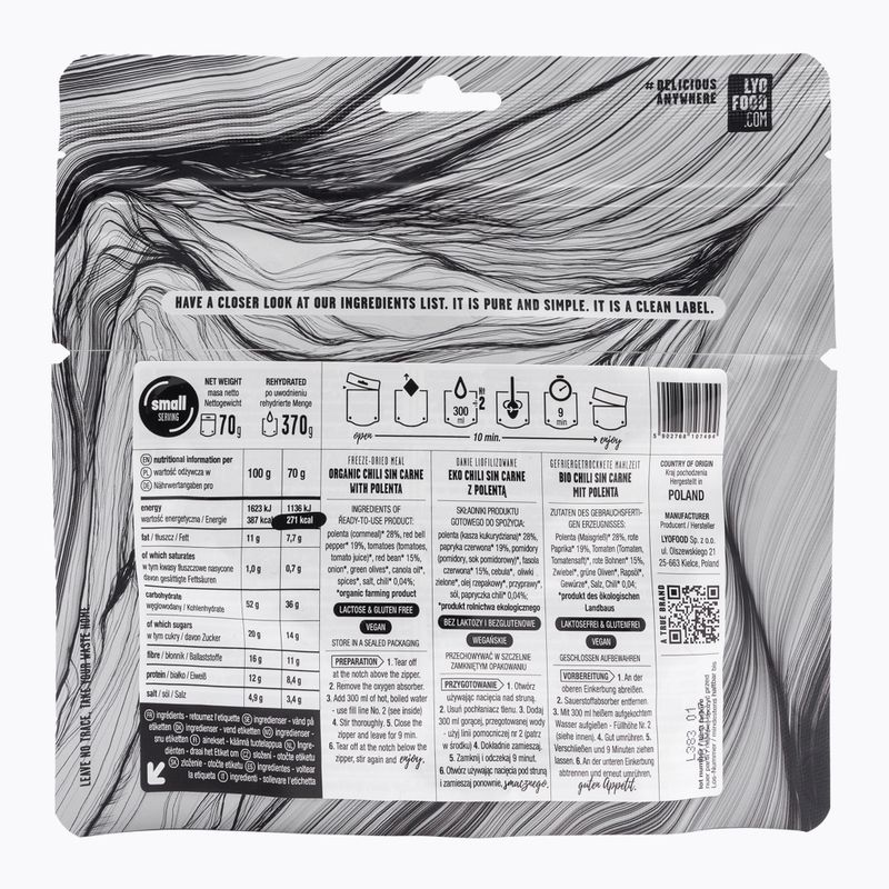 Żywność liofilizowana LYOFOOD EKO Chili sin carne z polentą 370 g 2