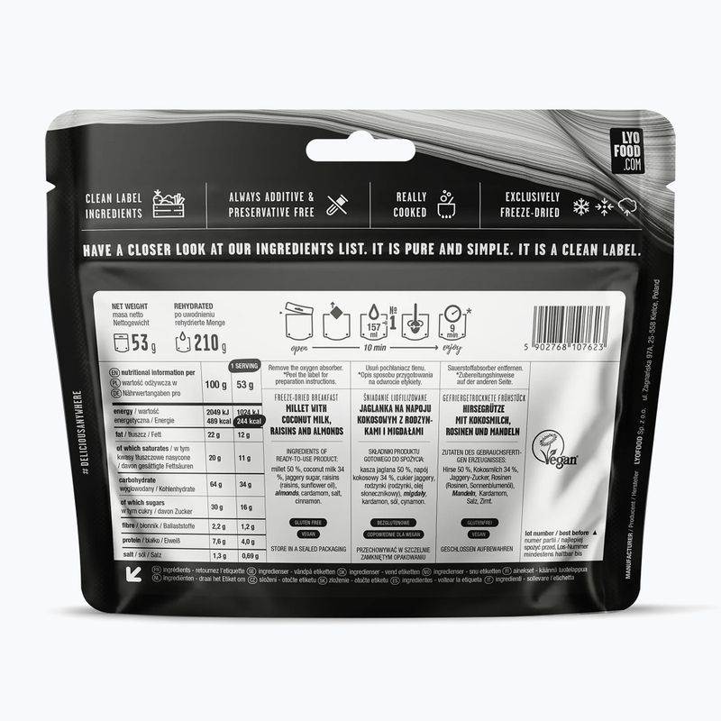 Żywność liofilizowana LYOFOOD Jaglanka na napoju kokosowym 210 g 2