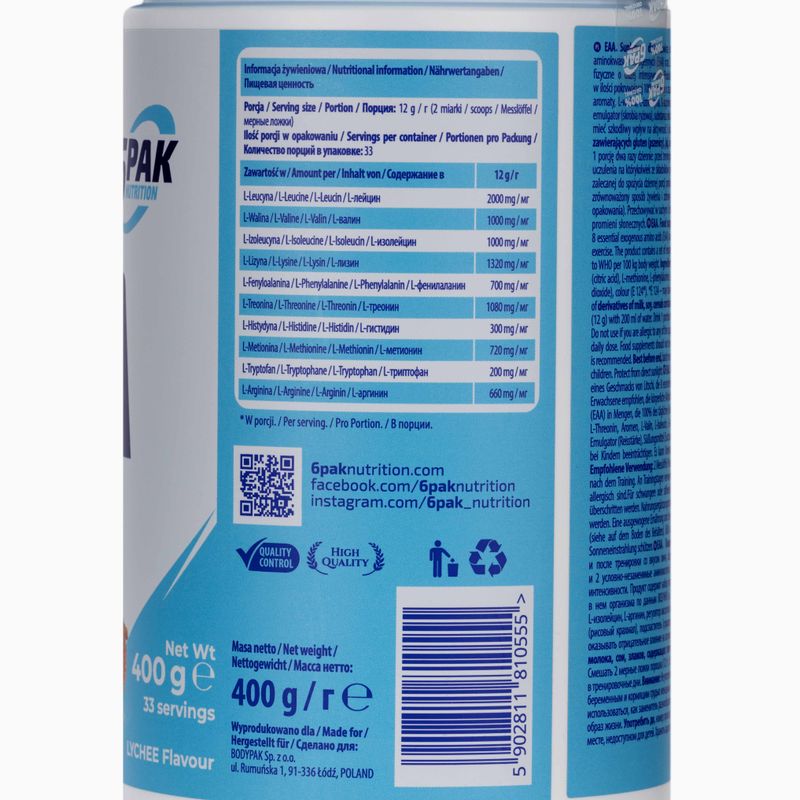 Aminokwasy 6PAK EAA 400 g Liczi 3