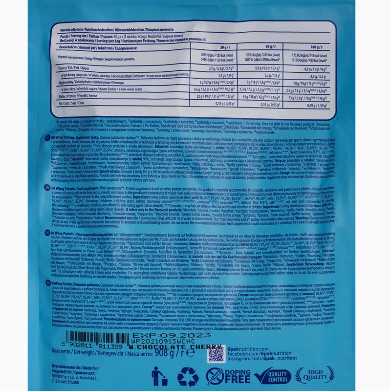 Whey 6PAK 80 Protein 908 g White Chocolate Cherry 2