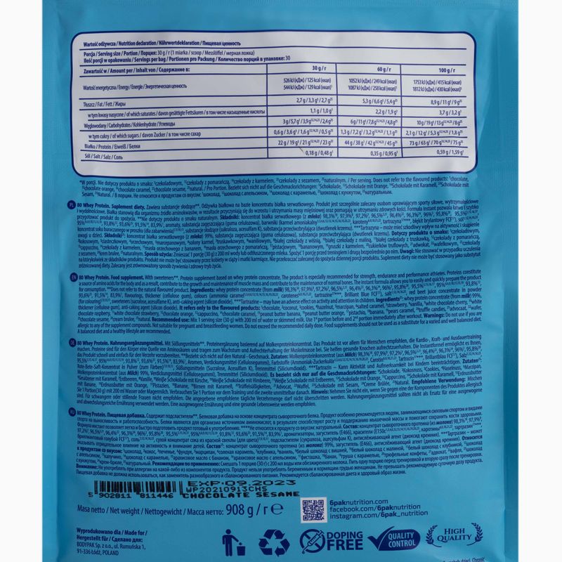 Whey 6PAK 80 Protein 908 g Chocolate Sesame 2