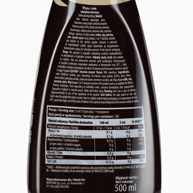 Sos 6PAK Syrup ZERO 500 ml Chocolate Coconut 2