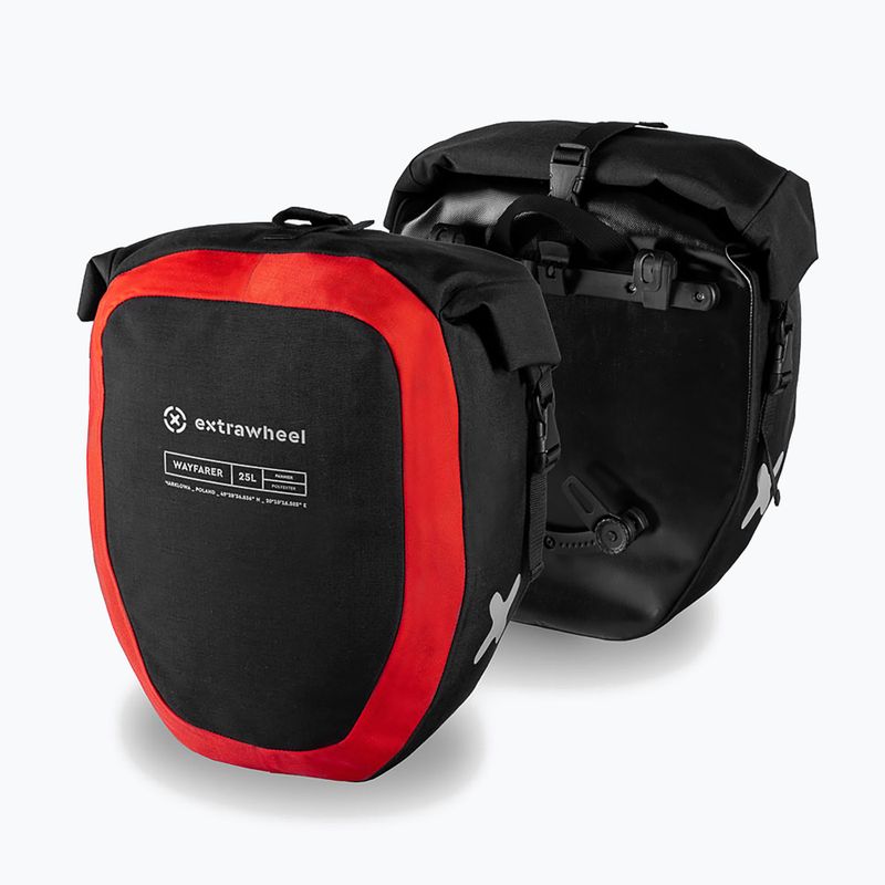 Sakwy rowerowe Extrawheel Wayfarer 2 x 25 l black/red